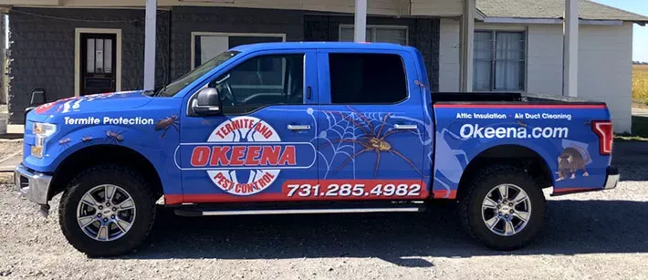 Okeena Termite and Pest company truck