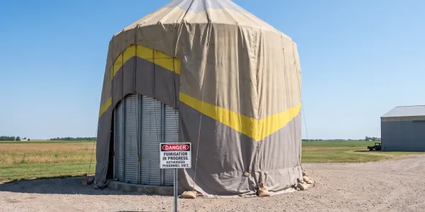 fumigation of a grain silo