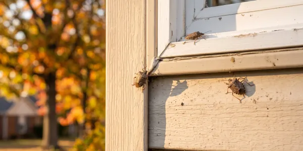 stinkbugs crawling on a window